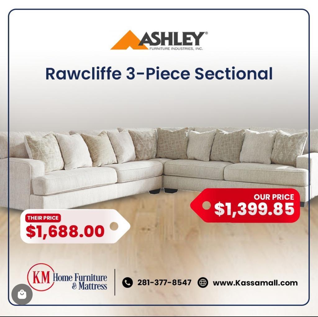 Rawcliffe 3-Piece Sectional with Ottoman